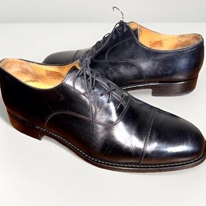 Harris Belfieore Mens 9.5 Captoe Oxford Dress Shoes Italy black leather